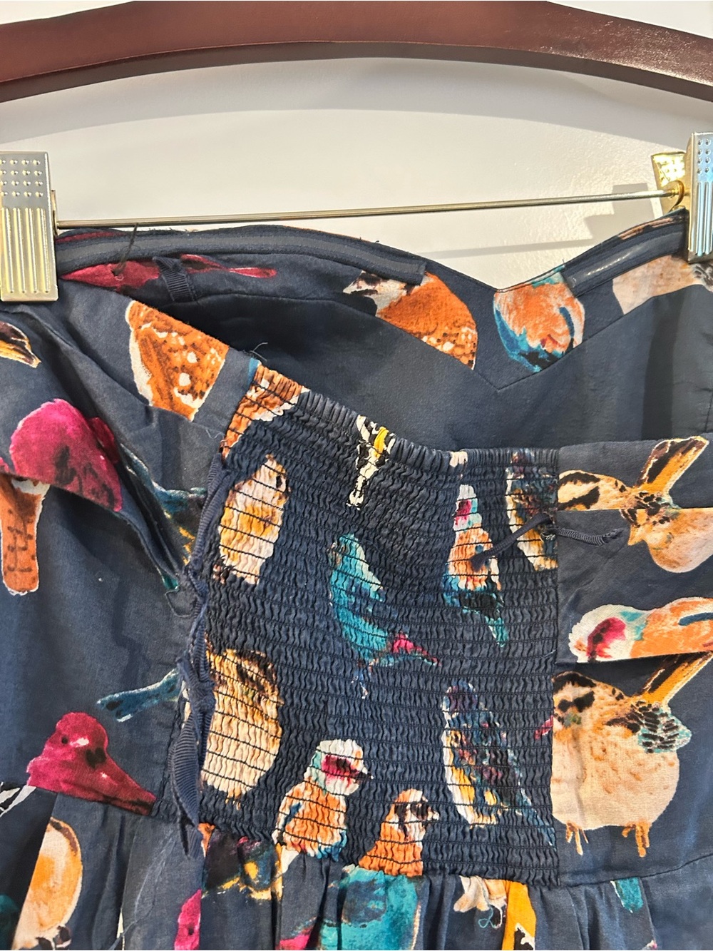 Maeve Native Birds Dress Blue Brown Size 4 - Picture 9 of 16